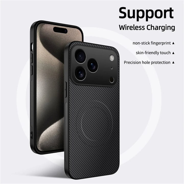 magnetic leather carbon fiber case