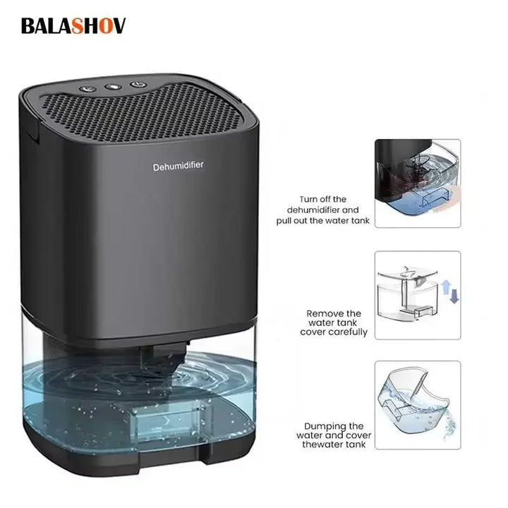 Air Dehumidifier – Portable Quiet Moisture Absorber & Air Dryer for Home, Bedroom, Office, Kitchen