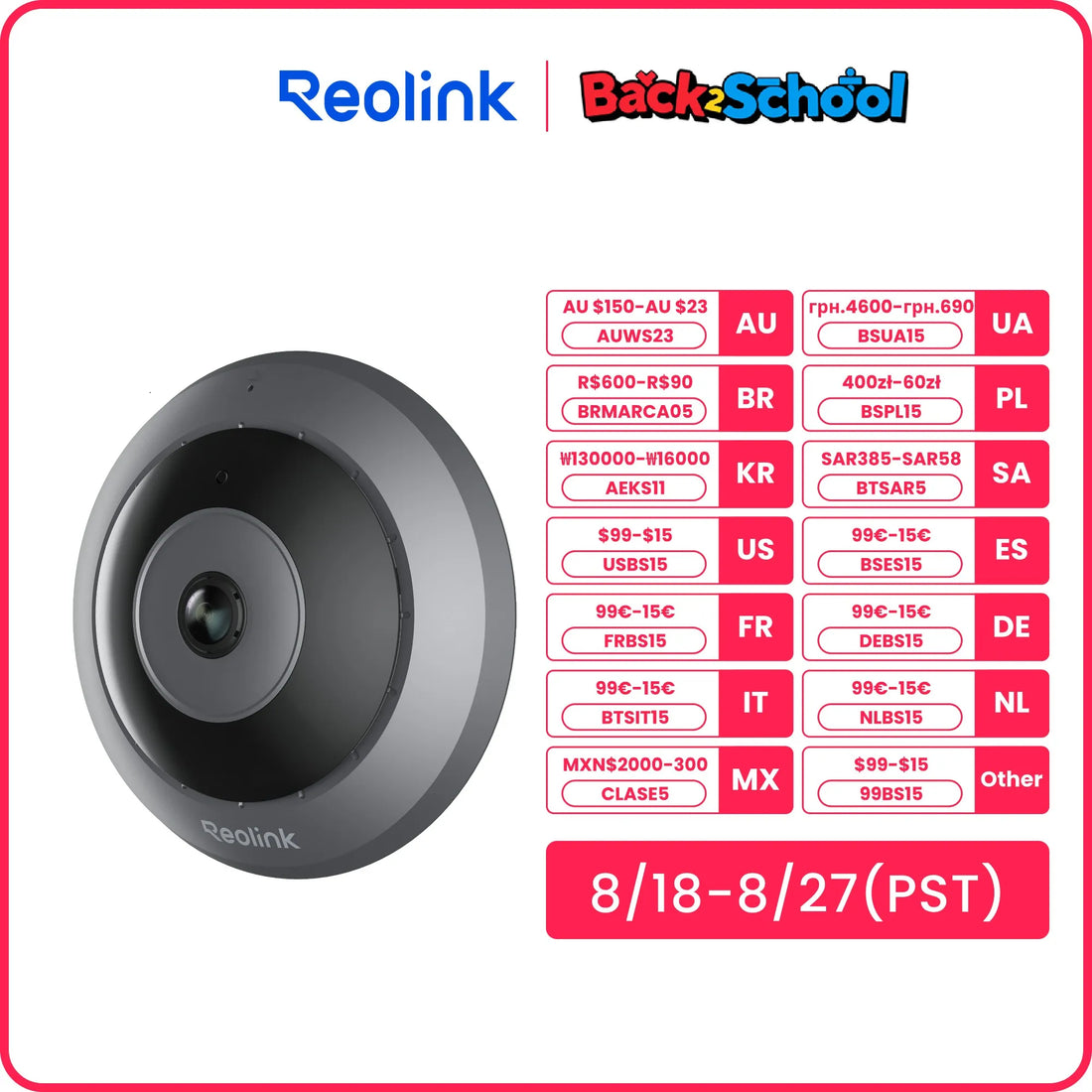 Reolink 6MP Fisheye WiFi Security ma PoE Cameras