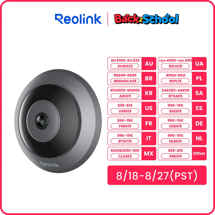 Reolink 6MP Fisheye WiFi Security ma PoE Cameras