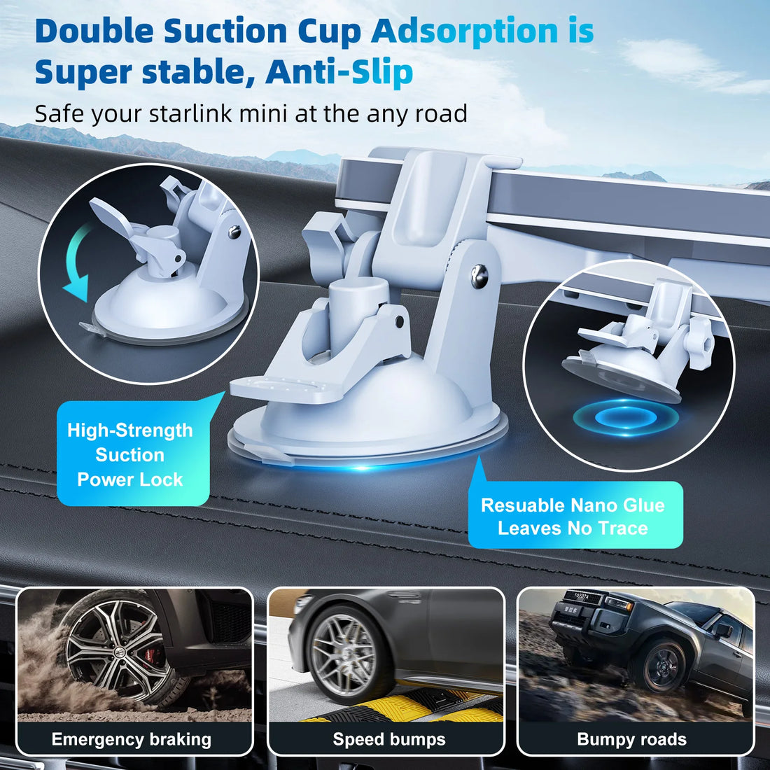 One Bracket 2 Suction Cups