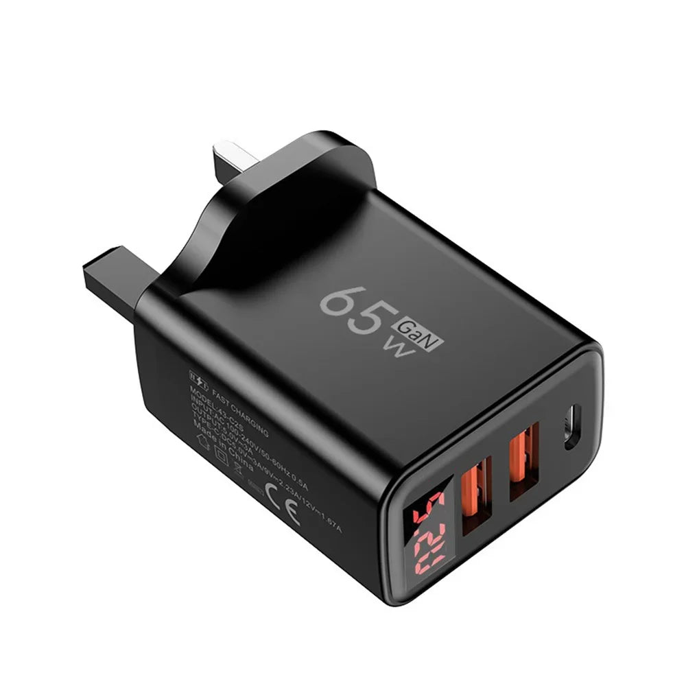 65W GaN USB C Charger 3 Port
