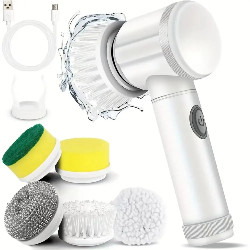5-in-1 Electric Cleaning Brush 🔋✨ – Multifunctional Scrubber for Bathroom & Kitchen