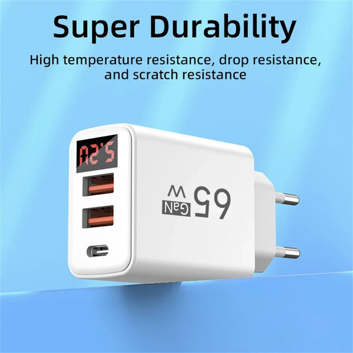 65W GaN USB C Charger 3 Port