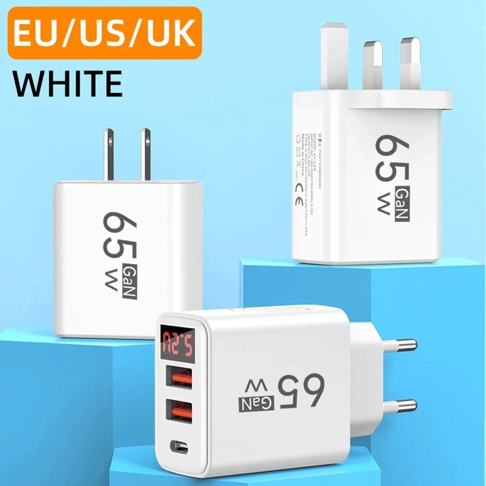 65W GaN USB C Charger 3 Port