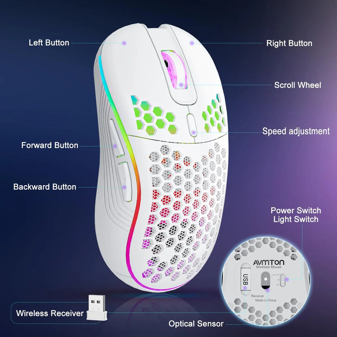 2.4G Wireless Mouse with RGB Backlit