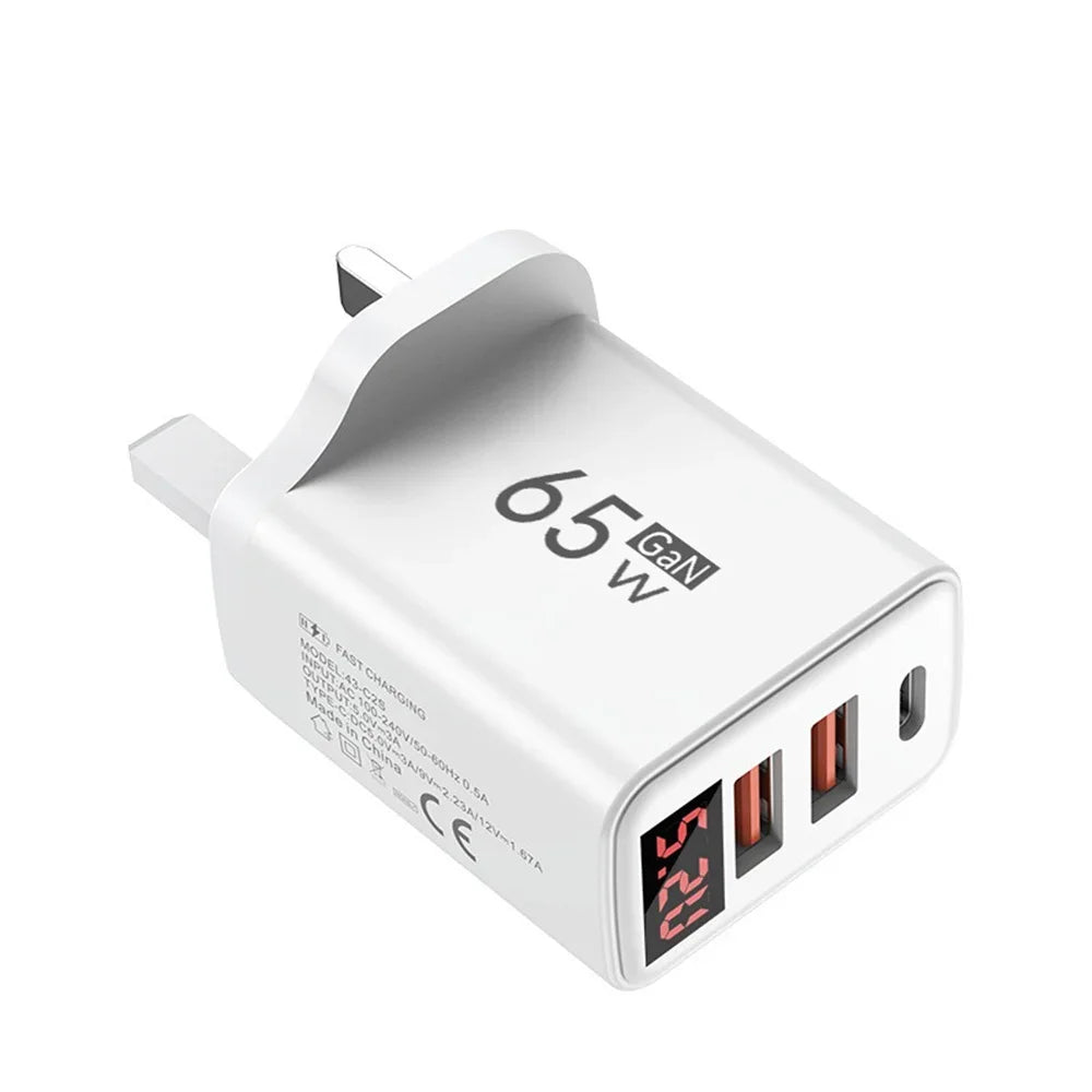 65W GaN USB C Charger 3 Port
