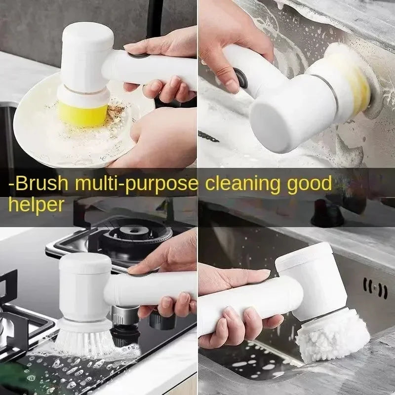 5-in-1 Electric Cleaning Brush 🔋✨ – Multifunctional Scrubber for Bathroom & Kitchen