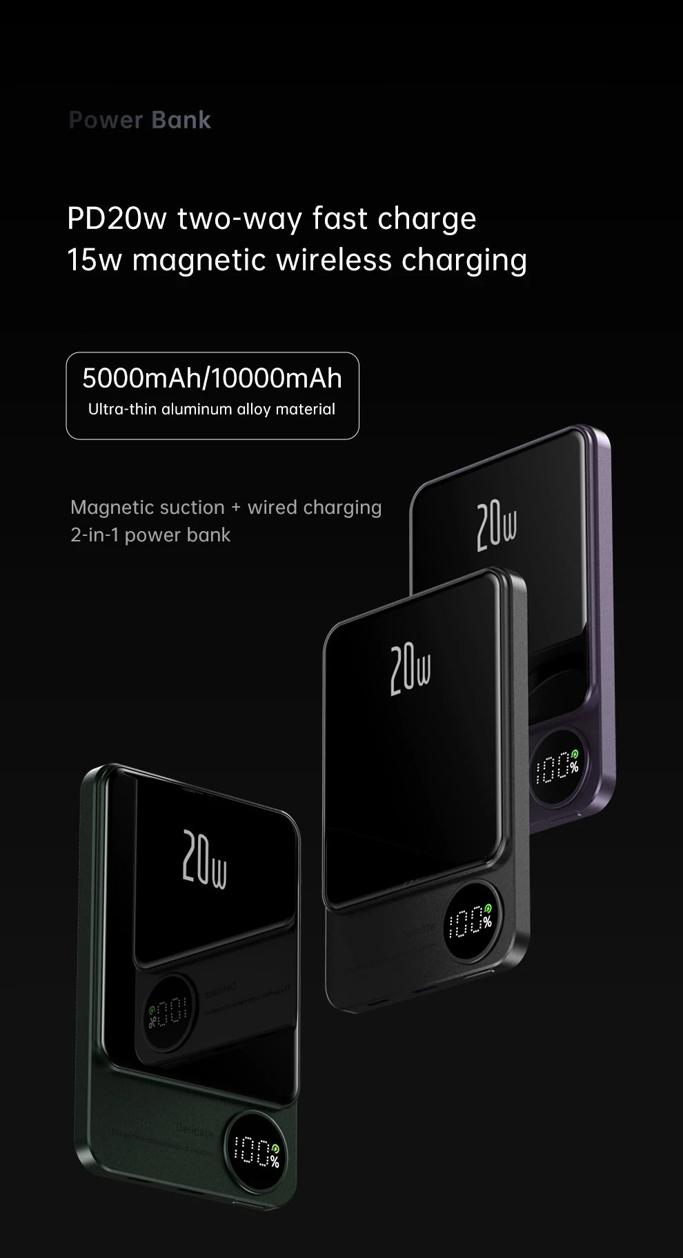 (iPhone/Huawei) Power Bank 10000mAh • 20W Magnetic MagSafe Fast Charge
