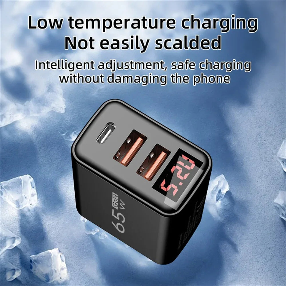 65W GaN USB C Charger 3 Port